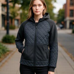 C9 Champion Women's Hybrid Quilted Full Zip Black Hoodie Sz XL